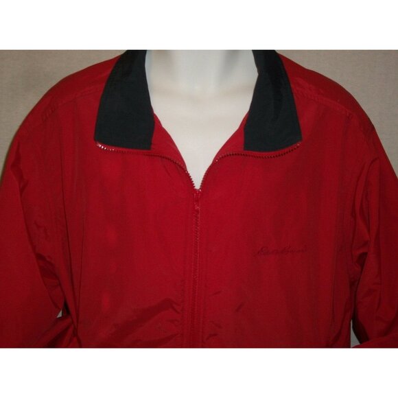 Mens Eddie Bauer Windbreaker Red Jacket Size Medium Winter Mesh Lined - Picture 2 of 7